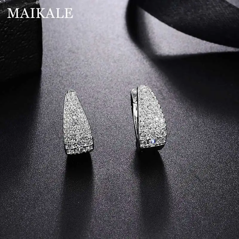 MAIKALE, новые простые серьги-гвоздики, кубический цирконий AAA, медь, золото, серебро, круглые корейские серьги для женщин, подарок другу