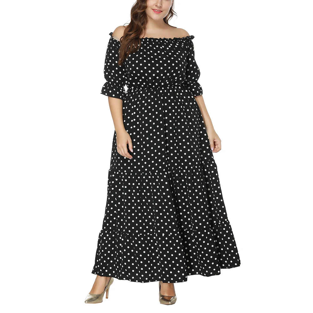 Женское платье с вырезом лодочкой и открытыми плечами большого размера|vestidos