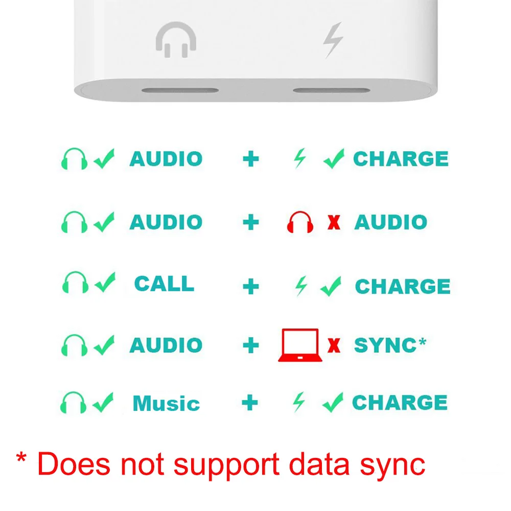 2 в 1 аудио зарядное устройство адаптер для iPhone 7 8 Plus X XR XS Max зарядный кабель