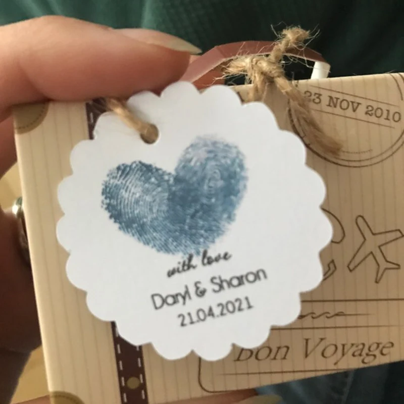 

Персонализированные этикетки с отпечатком пальца в форме сердца, для свадьбы, сувенирные этикетки