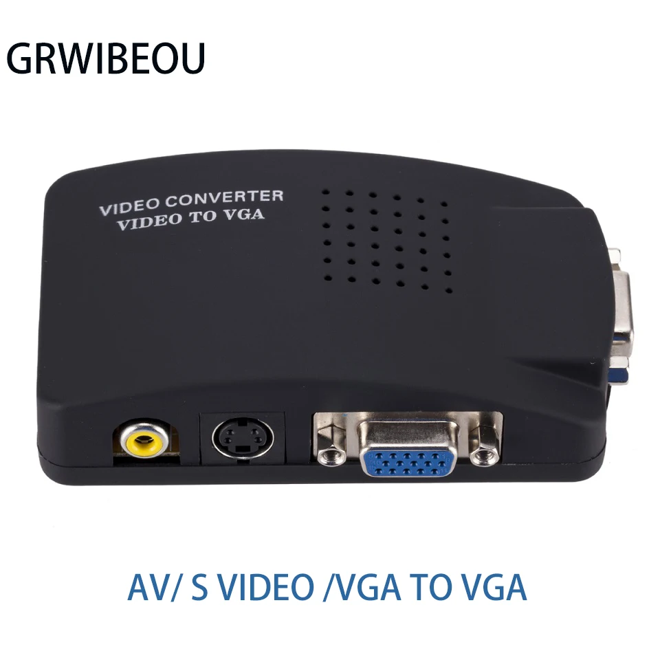 

Vga S-видео композитный RCA AV к VGA переключатель преобразователь для dvd dvr vcr монитора видео в vga адаптер vga выход коробка