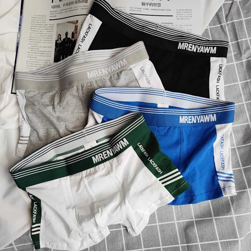 

4pcs/lot Male Panties Cotton Men's Underwear Boxers Breathable Man Boxer Solid Underpants Comfortable Brand Shorts men underwear