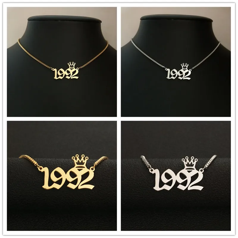 Ожерелье с подвеской в виде короны из нержавеющей стали 2000 1999 1998 1997 цепочка