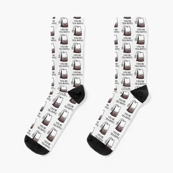 

You R Tea Riffic Crew Socks Women Unisex Girls Sports Cotton Pattern Comfortable Winter Black Funny Cute Autumn Ladies Short