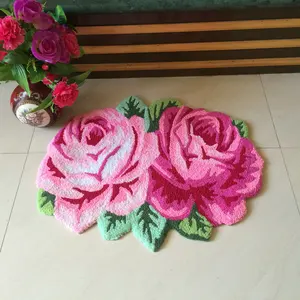 rose flower carpet home area rug 70x60cm embroidery roses flower mat bathroom pad doormat living room bedside mats home decor free global shipping