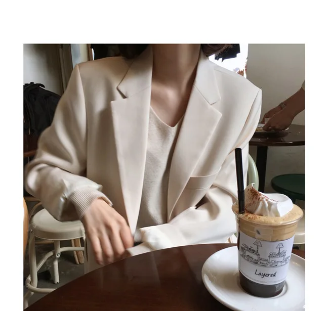 

Women Casual Blazer Jacket Autumn Office Lady Long Sleeve Work Suit Coat Basic Pocket Coats Ladies Outerwear