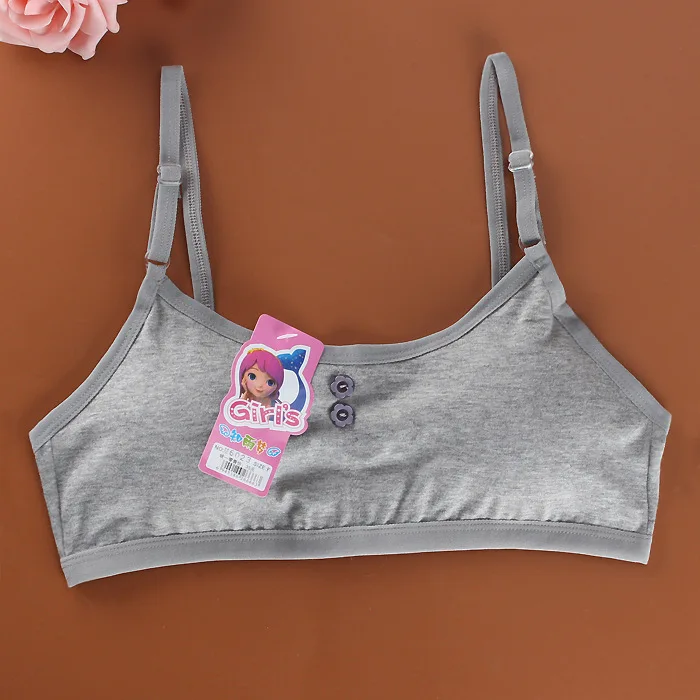 Серый Однотонный бюстгальтер для девочек; мягкий хлопковый бюстгальтер для подростков; дышащее нижнее белье; детская ткань; Прямая поставка - Цвет: Серый