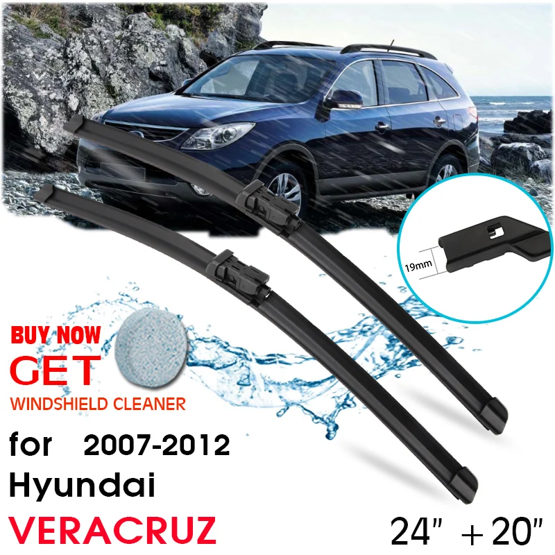 

Car Blade Front Window Windshield Rubber Silicon Refill Wiper For Hyundai VERACRUZ 2007-2012 LHD / RHD 24"+20" Car Accessories