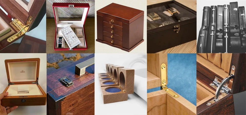 1 set KIMXIN Composite suite Watch box Cabinet hinge and lock Woodenbox collection jewelry case Hardware accessories With screw