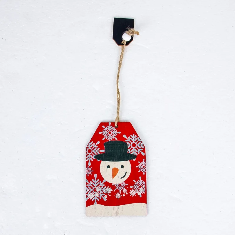 Snowman 6,3x10,5 см подвесные деревянные украшения для рождественской елки Санта, лось, снежинка деревянная бирка украшения для рождественской вечеринки для дома год - Цвет: Snowman