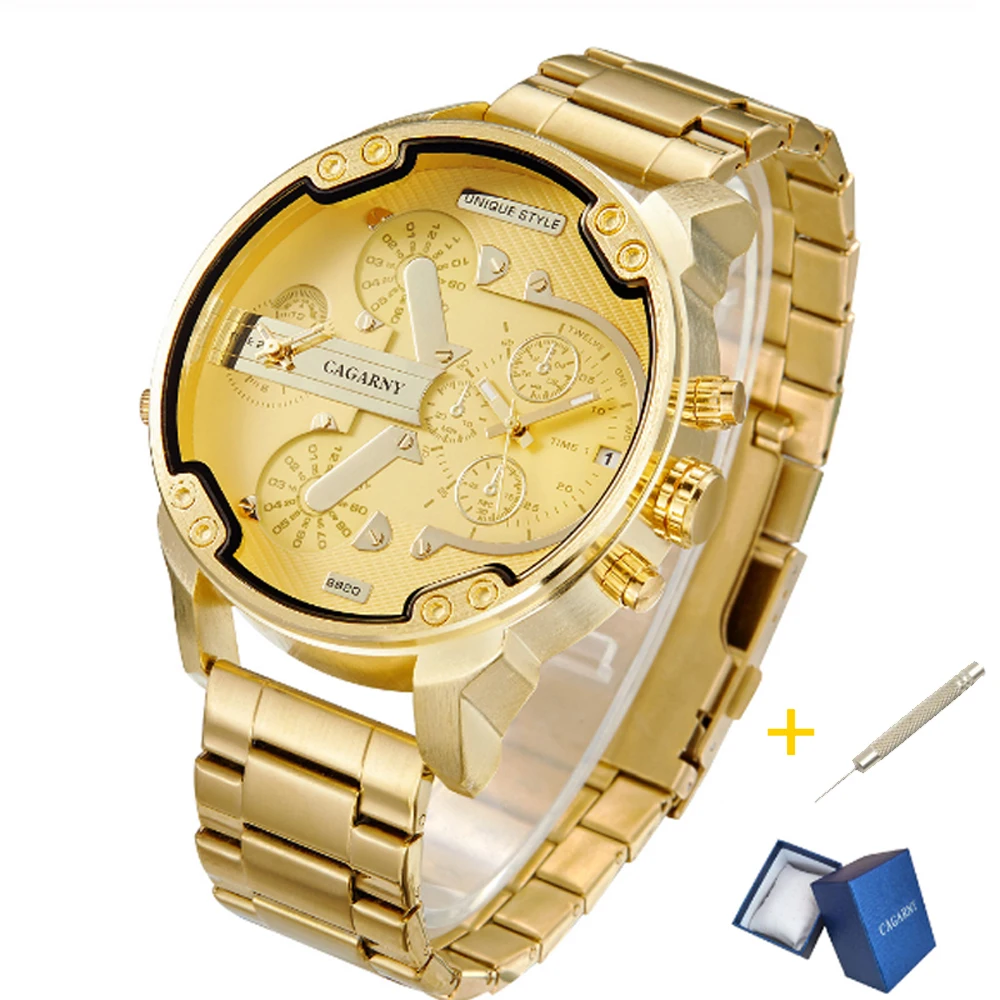 

Часы мужские кварцевые из нержавеющей стали, люксовые брендовые, двойной дисплей, в стиле милитари