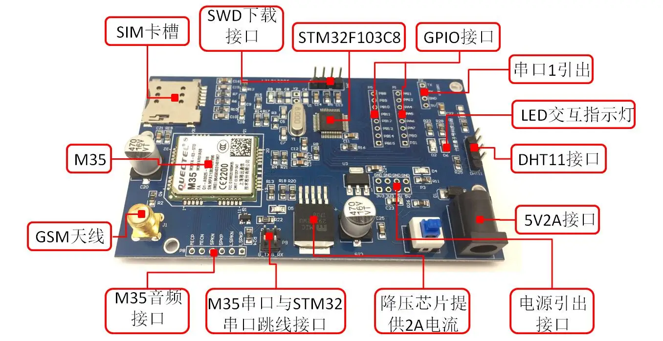 STM32 макетная плата перемещается M35 GSM gprs-связь модуль TTS голосовые данные LBS позиционирование Quectel