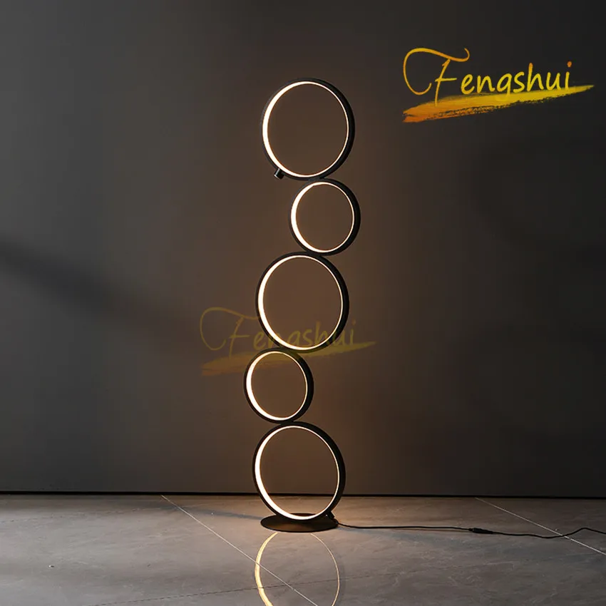 Современный минималистичный светодиодный напольный светильник с кольцом