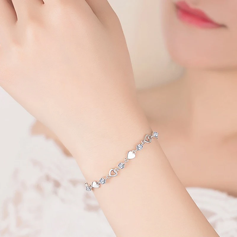 1 шт. браслет в форме сердца женский с кристаллами циркония ручная работа |