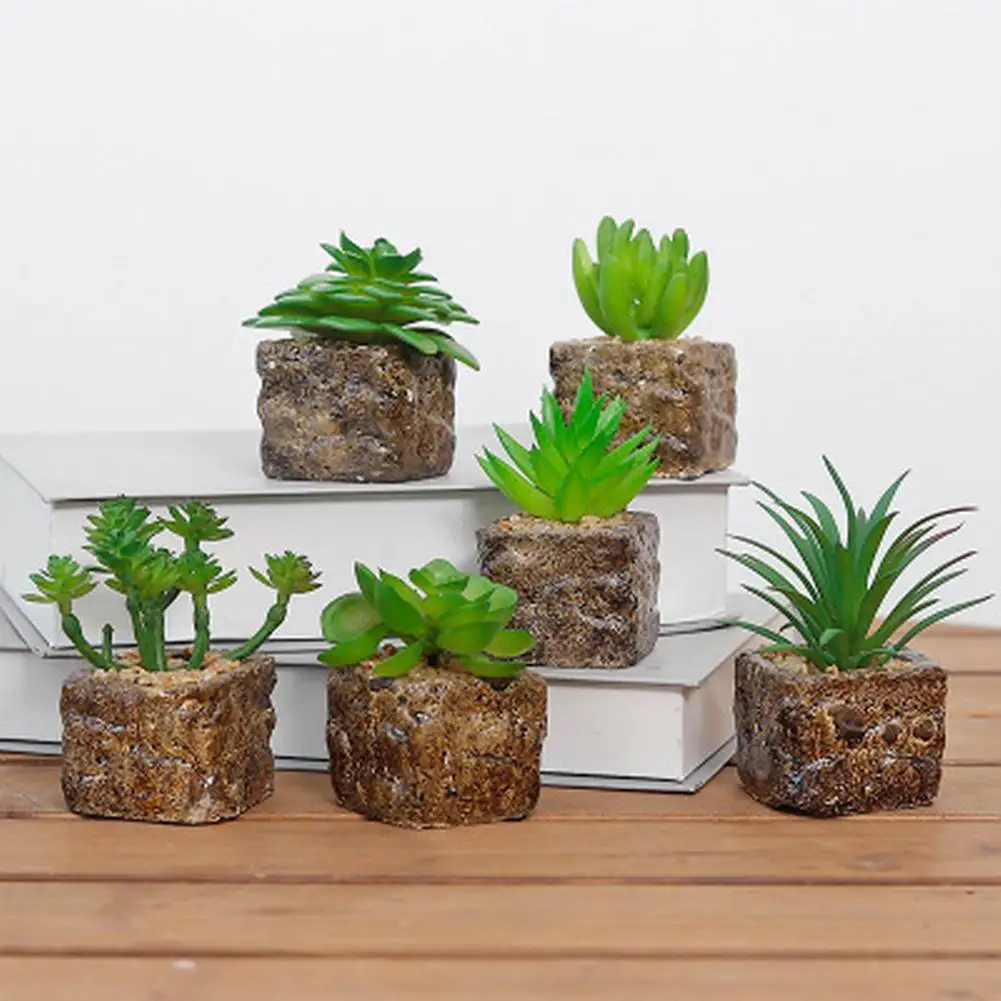 Миниатюрный Яркий кактус суккулент для дома искусственное растение бонсай с