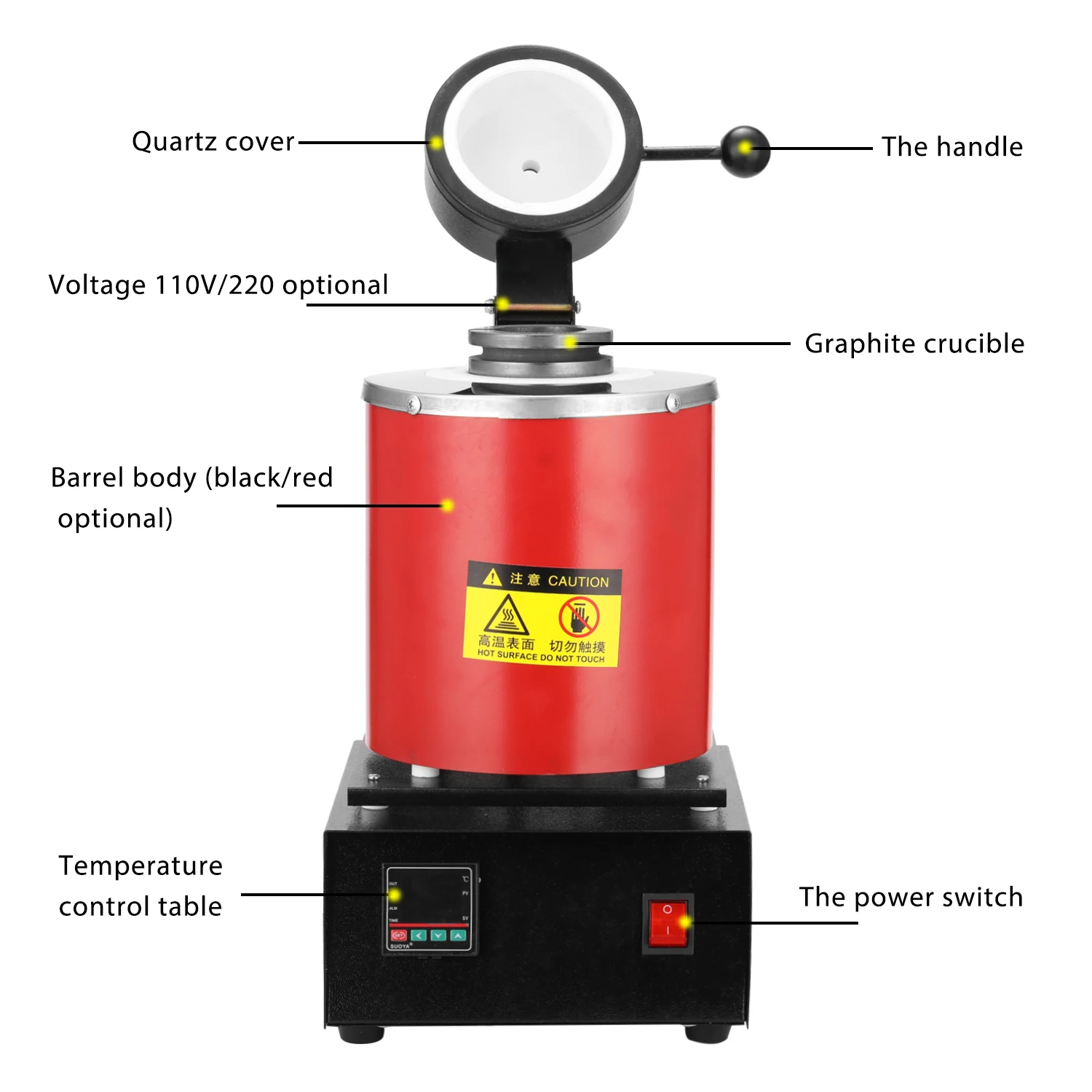 

1400W 1100C Electric Furnace Melting Furnace Portable Graphite Crucible Furnace High Temperature Small Metal Melting Furnace