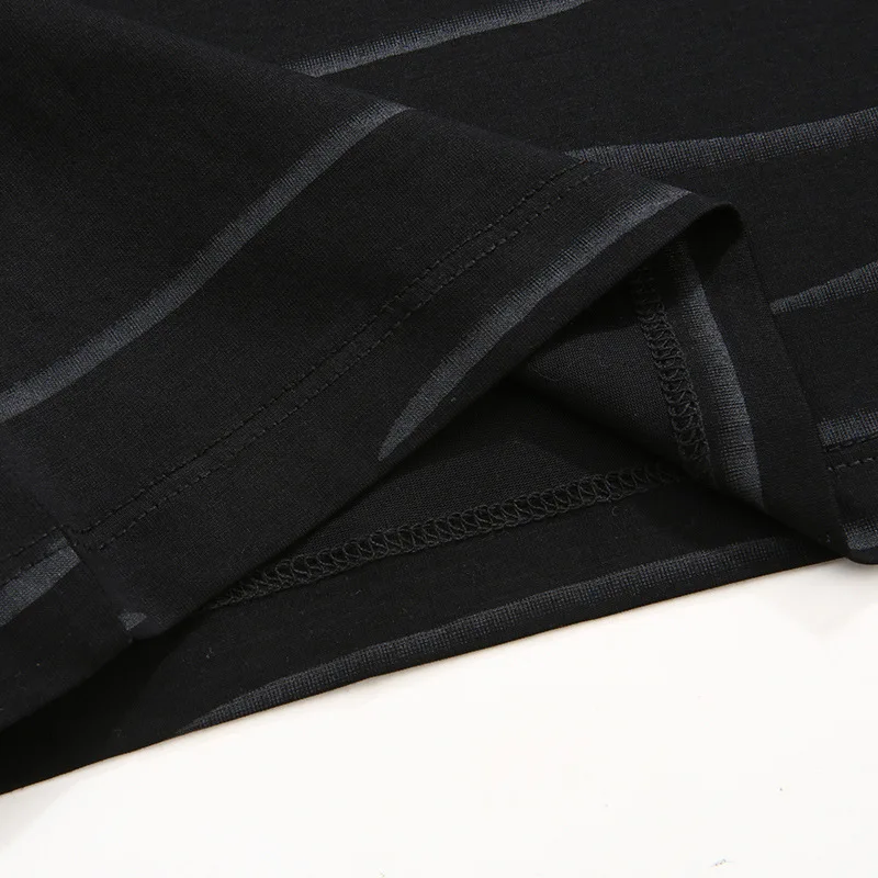 

Summer 2021 new men's fattening plus size round neck stripe printed short sleeve T-shirt