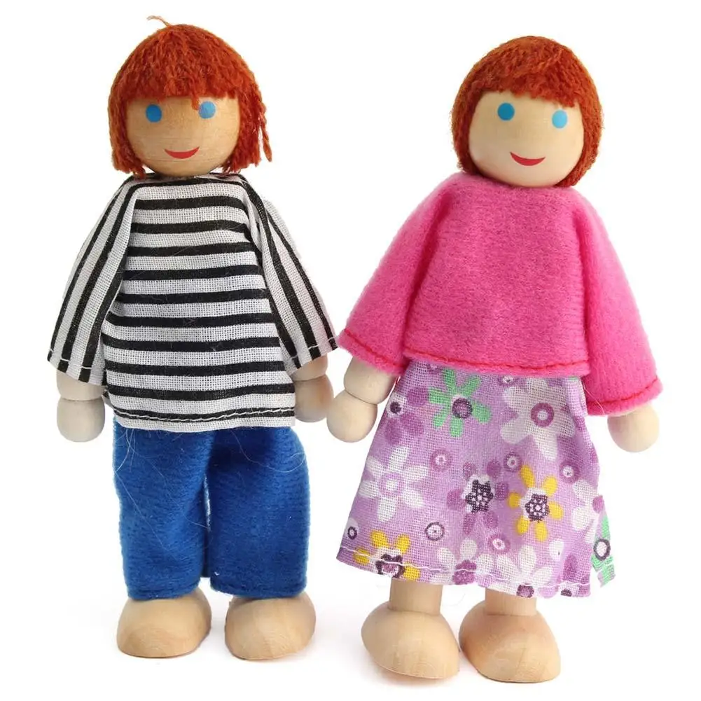 6 шт. милая кукла деревянный дом семейный набор для детей игрушка ролевых игр