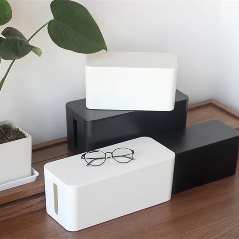 

Cable Management Box Set of Two Large Mid-Size Cord Management Box Conceal Power Strips and Electrical Cords From TVs Computers