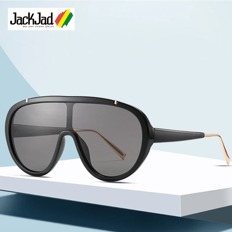 JackJad 2020 Модные солнцезащитные очки большие маска щит стиль градиент женские