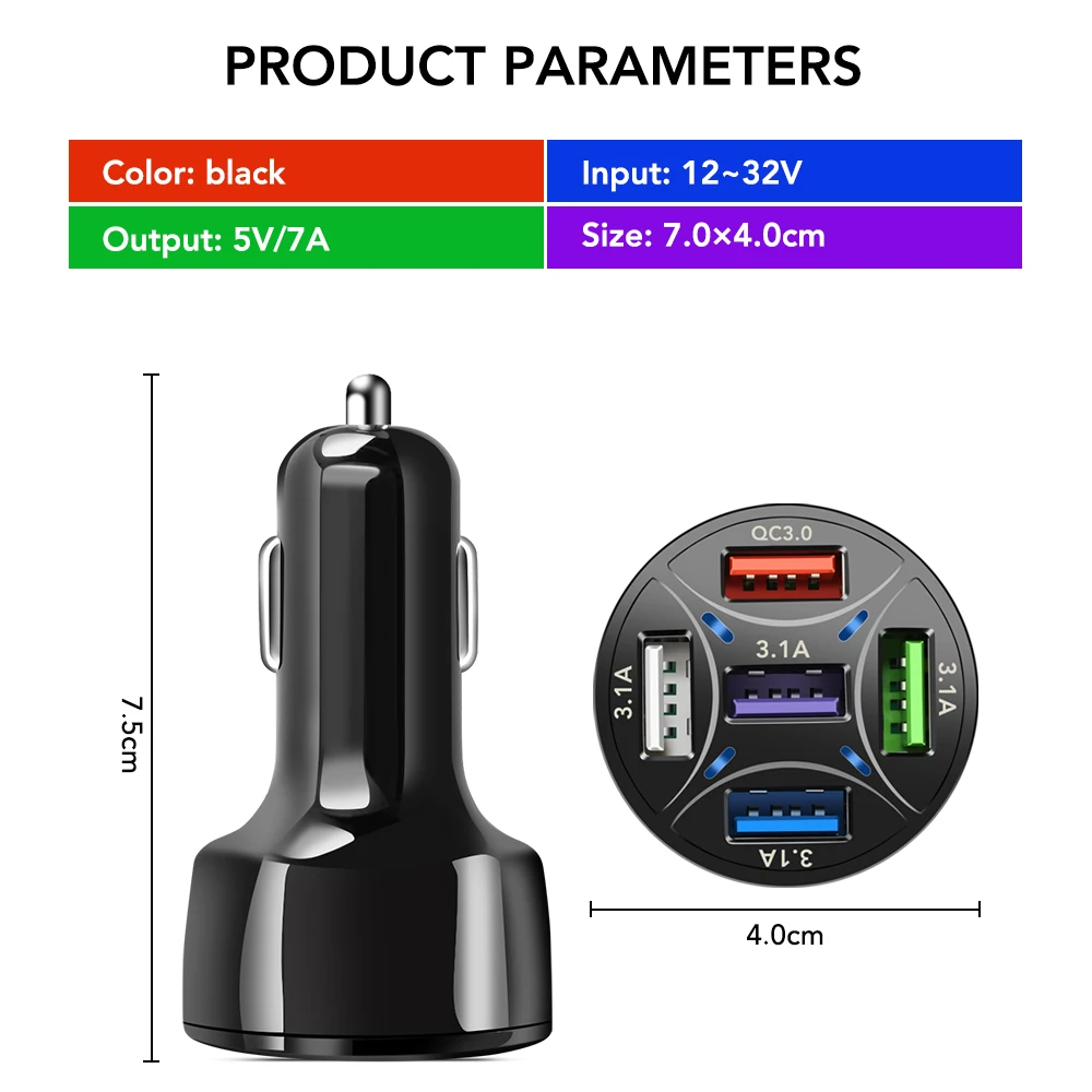 5 Ports USB Car Mobile Phone Charge Adapte for VW Polo Passat B5 Golf 4 6 Jetta Mk6 Tiguan CrossFox Plus Eos Scirocco | Автомобили и