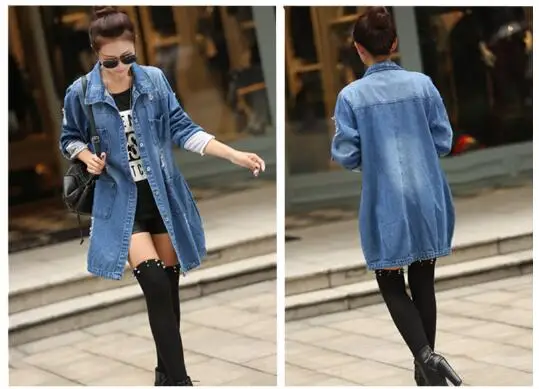 Осенние джинсовые куртки с отверстиями женская модель облегающие джинсы верхняя