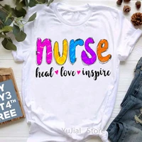 funny leopard nurse letter print womens t shirts heal love inspire tshirt femme harajuku kawaii clothes summer tops tee shirt