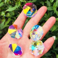 22mm ab chandelier crystal beads 75pcs 2 holes glass lamp prism diy octagon bead pendant loose beads for windows cars holiday