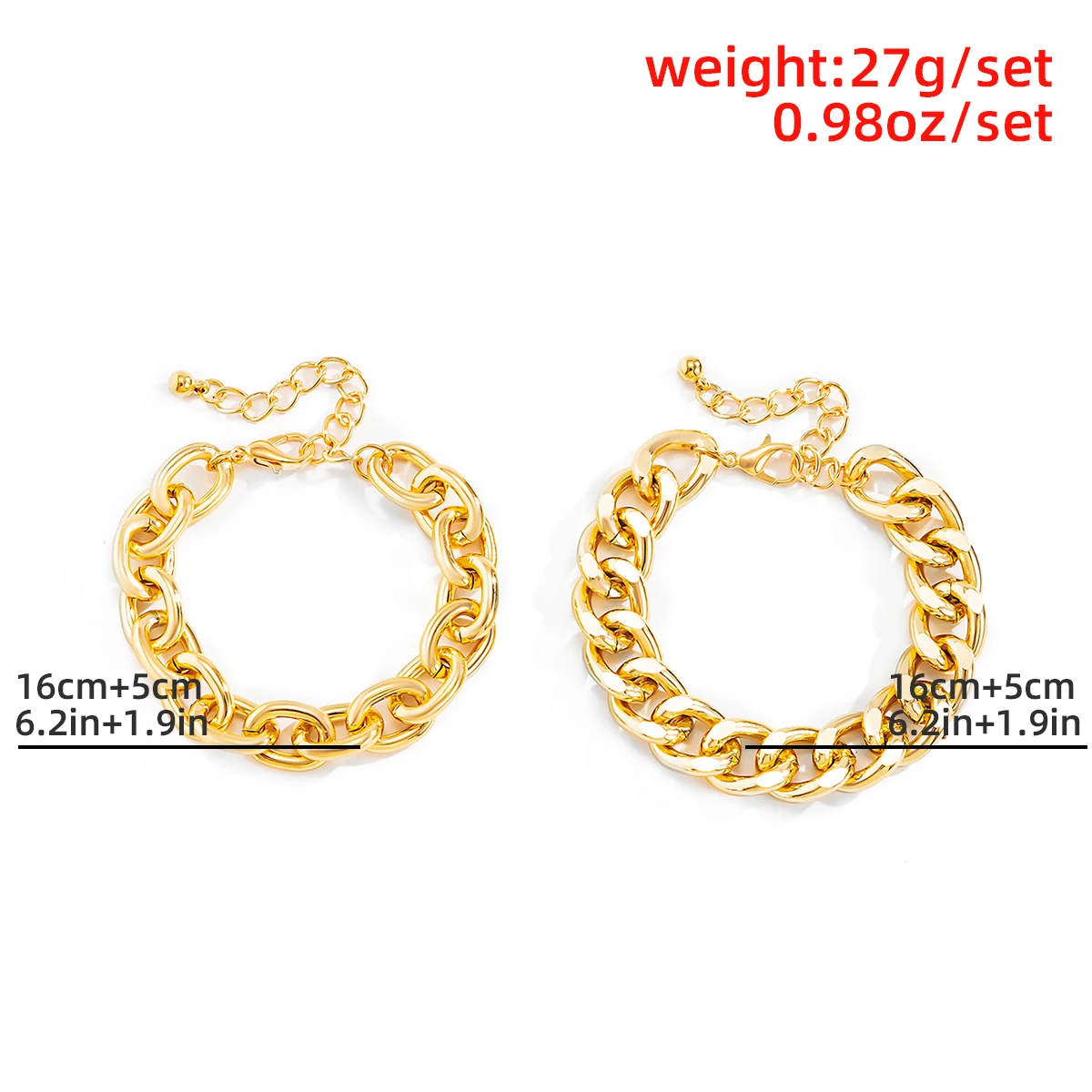 

Fashion Punk Creative Statement Gold Color Aluminum Chain Link Bracelets Women Men Adjustable Couple Bracelet Wholesale Jewelry
