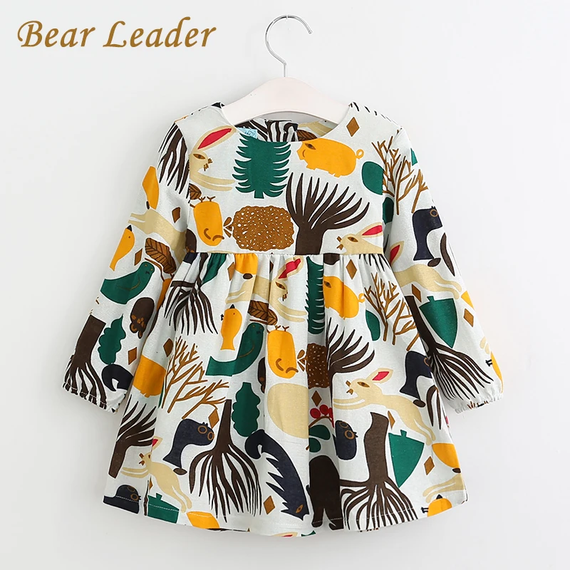 Платье для девочек bear leader весенняя одежда в английском стиле с длинным рукавом и