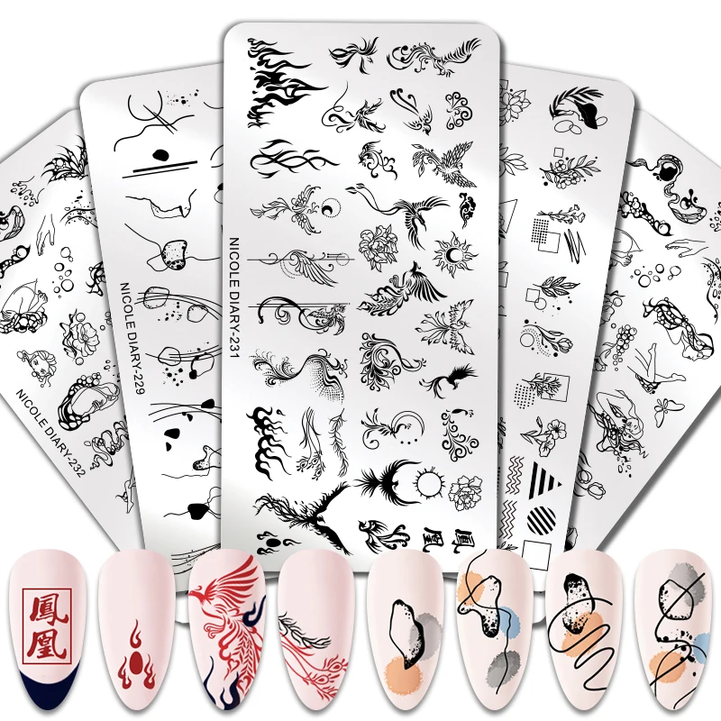

NICOLE DIARY Nail Stamping Plates Marble Flower Image Printing Plate Nail Art DIY Designs Image Nail Plate Stencil Tool