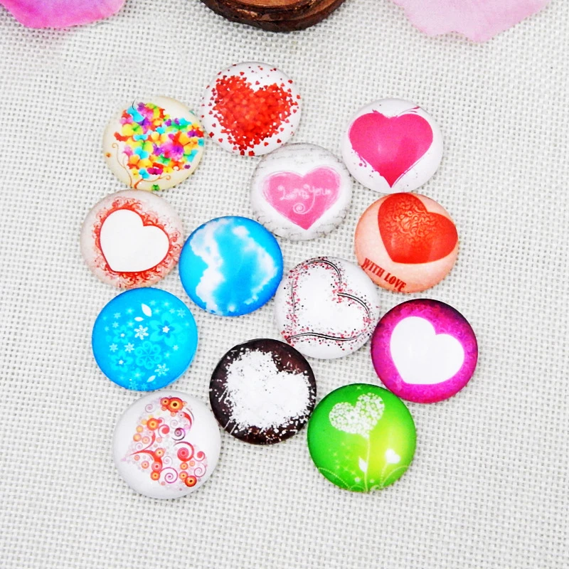 Qiyue 14 случайный рисунок Сердца магнитная Хрустальная круглая стеклянная