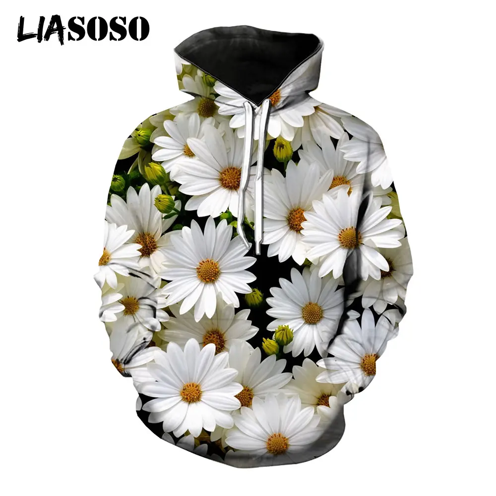 

LIASOSO Flower Daisy 3D Hoodies Men Women Dabi Sweatshirt Fashion Long Sleeve Hip Hop Street Harajuku Pullover Autumn Winter