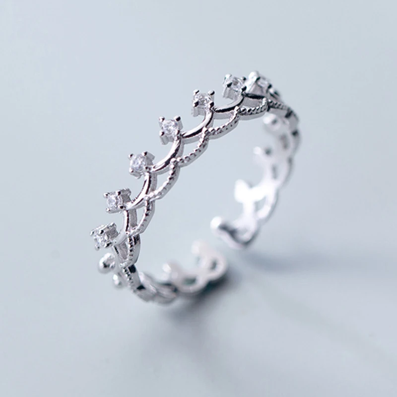 

Luxury Crystal Crown Ring for Women 925 Sterling Silver Finger Ring Personality Wedding Engagement Gifts