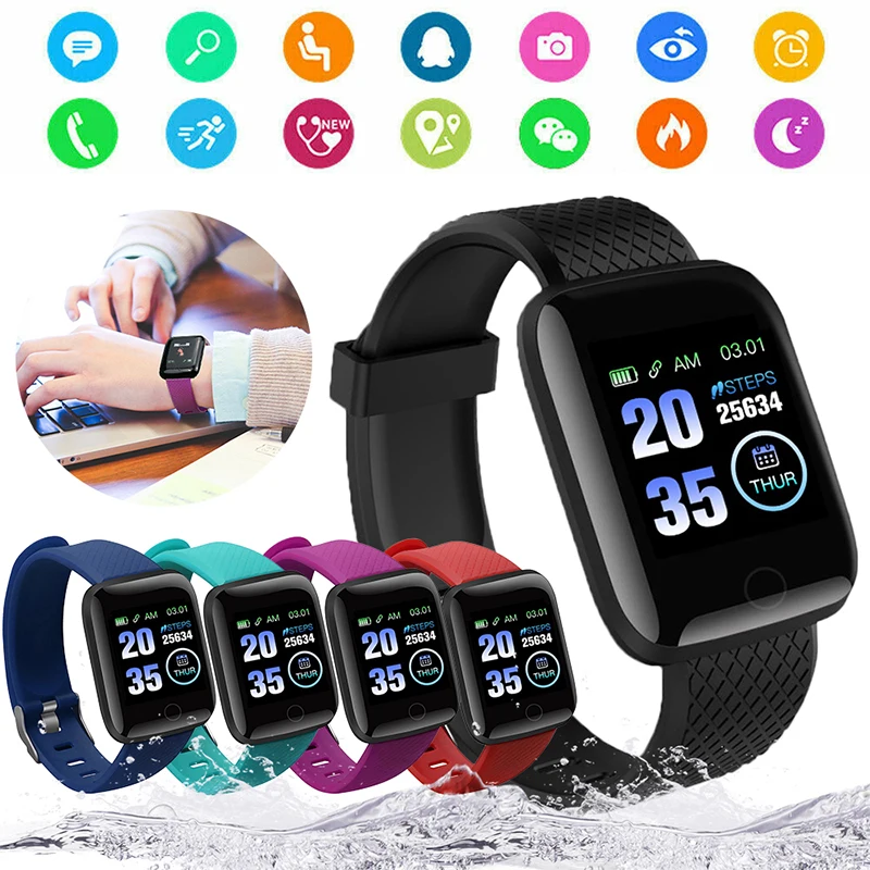 

116Plus Color Screen Smart Band 1.3 Inch Large Display Smart Watch Band Wristband Blood Oxygen Heart Rate Bracelet Pedometer