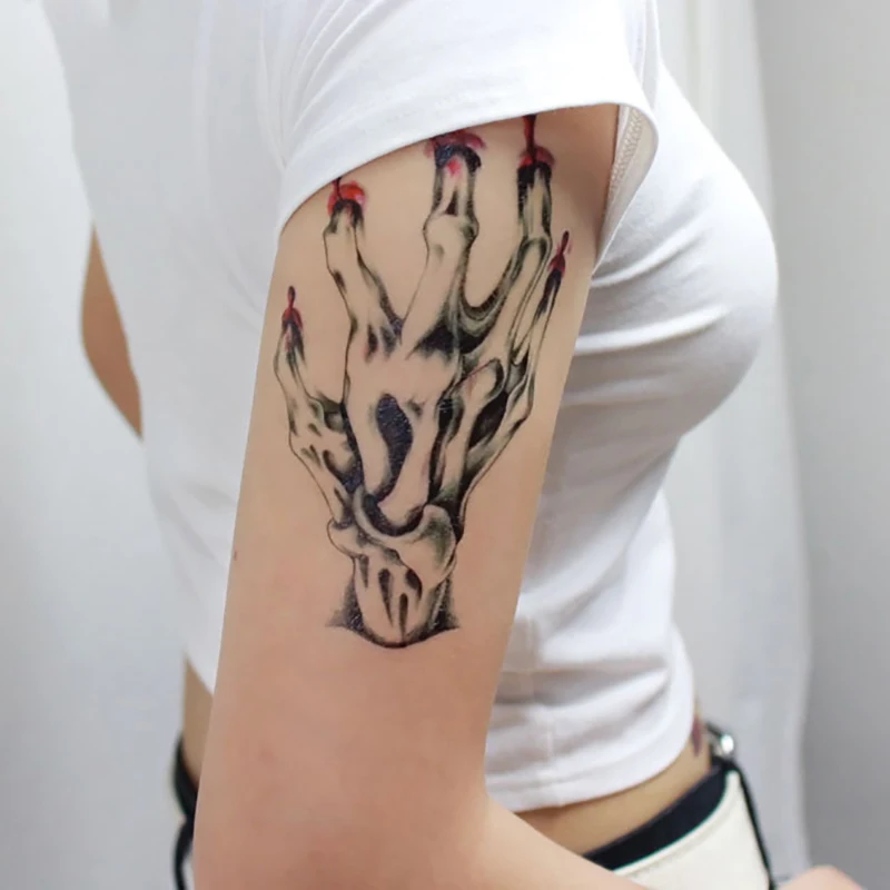 

10/11sheets/set Halloween waterproof temporary tattoos for lady women 3d reality vampire blood scar design tattoo sticker
