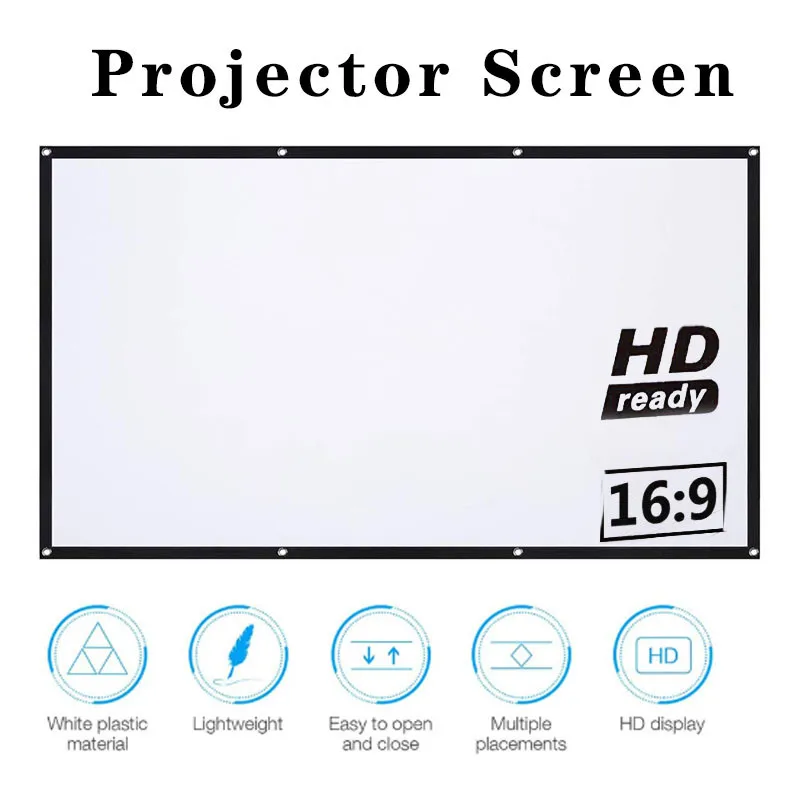 

16:9 Full HD projector screen is suitable for Xiaomi Beamer home outdoor Ktv office wall-mounted portable projector screen