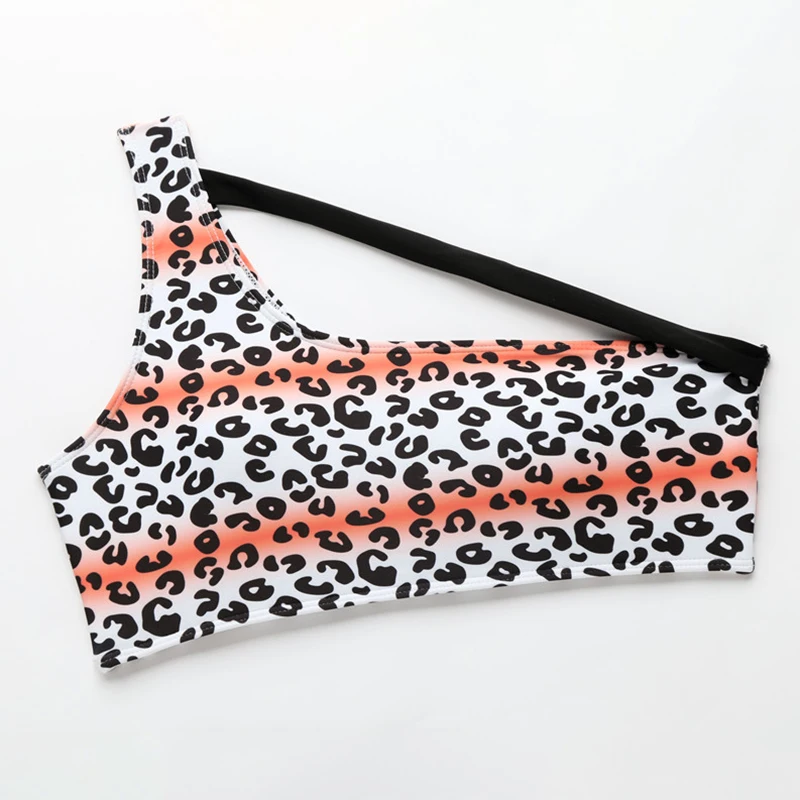Бразильские бикини на одно плечо 2020 женский купальник с леопардовым принтом