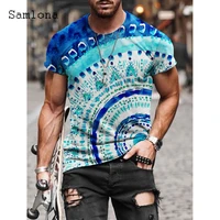 samlona plus size 3xl men patchwork tops short sleeve retro 3d print t shirt 2022 summer new casual pullovers sexy mens clothing