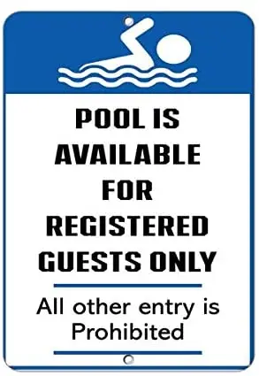 

Warning Sign Pool is Available for Registered Guests Only Road Sign Business Sign Aluminum Metal Tin Sign
