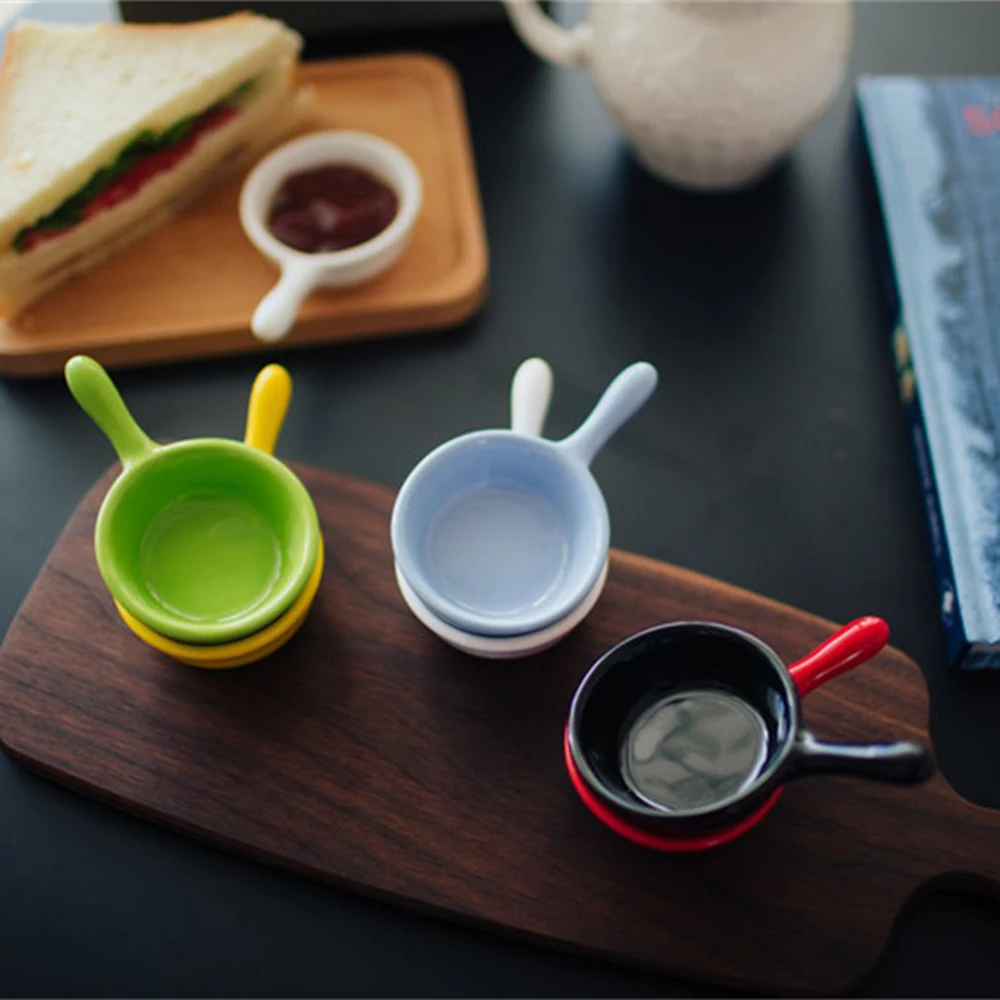 

Japanese Style Ceramic Mini Dishes Cute Sauce Dish Solid Color Tableware Dinner Small Plate Bowl Milk Cup Porcelain Dinnerware