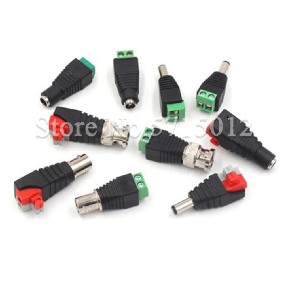 

1pcs BNC Press Push Type DC Solderless/soldering Wirng Socket Power Male Female Interface Connector For Surveillance Camera