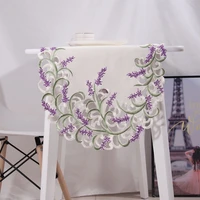 home decorative lavender embriodered lilac purple flowers leaves rustic table runner for wedding party christmas dining room