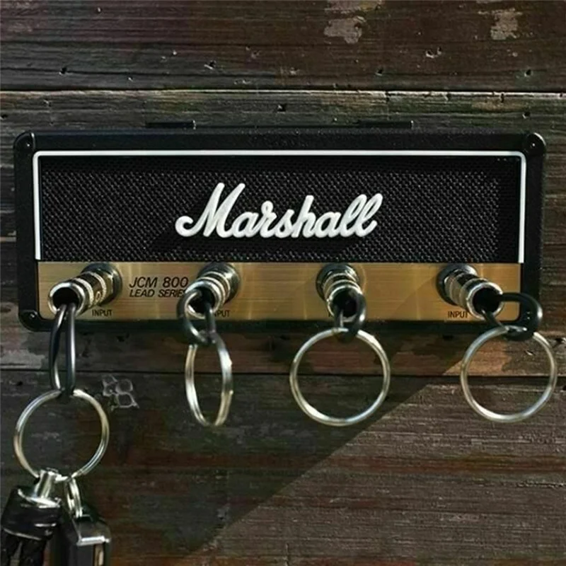 

Creative Classical Vintage Style Guitar Amp Key Holder with 4 Keychains Wall Mounting Punch Free Key Hanger Rack Key Holder Wall