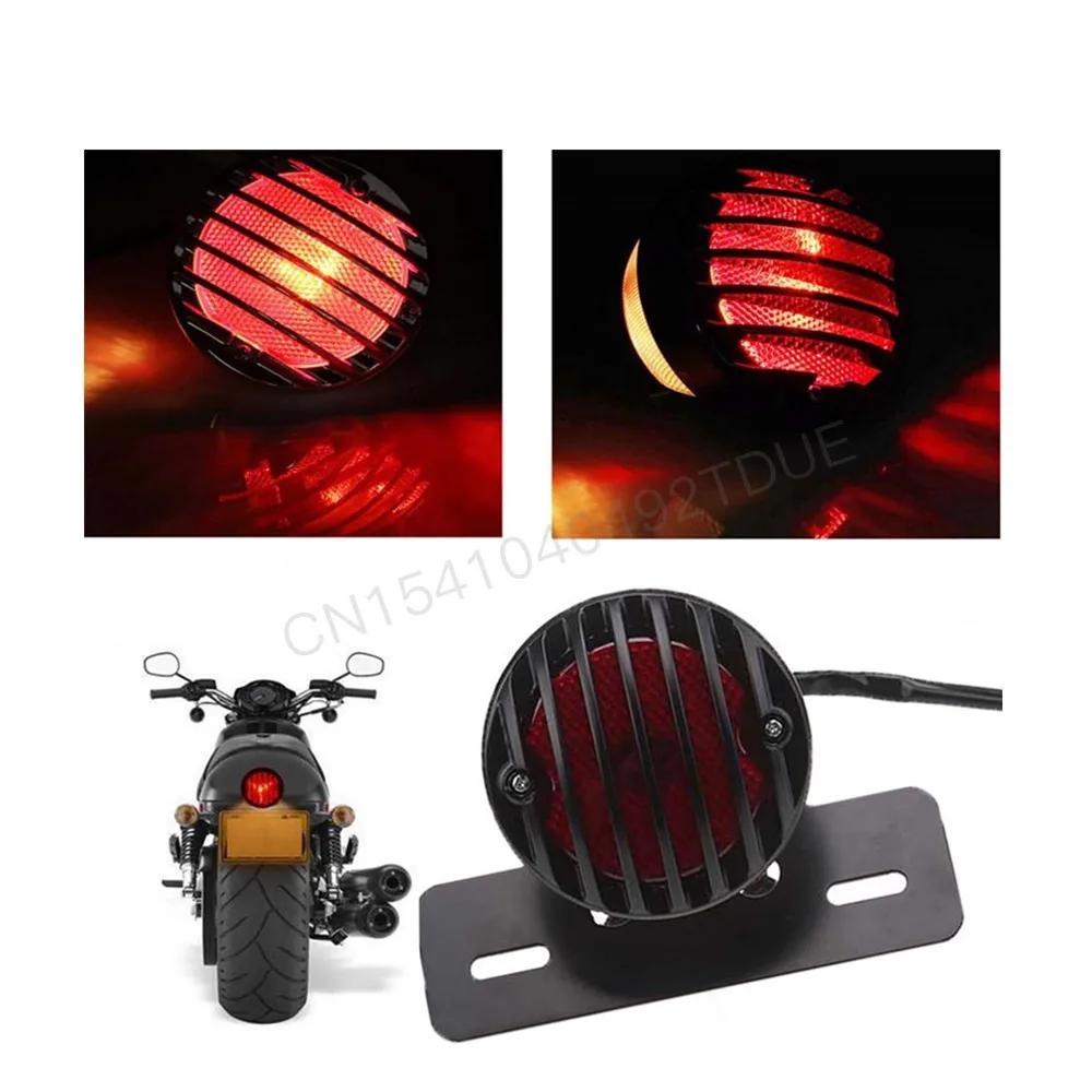 

Motorcycle Accessories Cool Black Fence Motorcycle Modified Tail Lamp Electric Vehicle Brake Lamp For Harley Metal Tail Lamp
