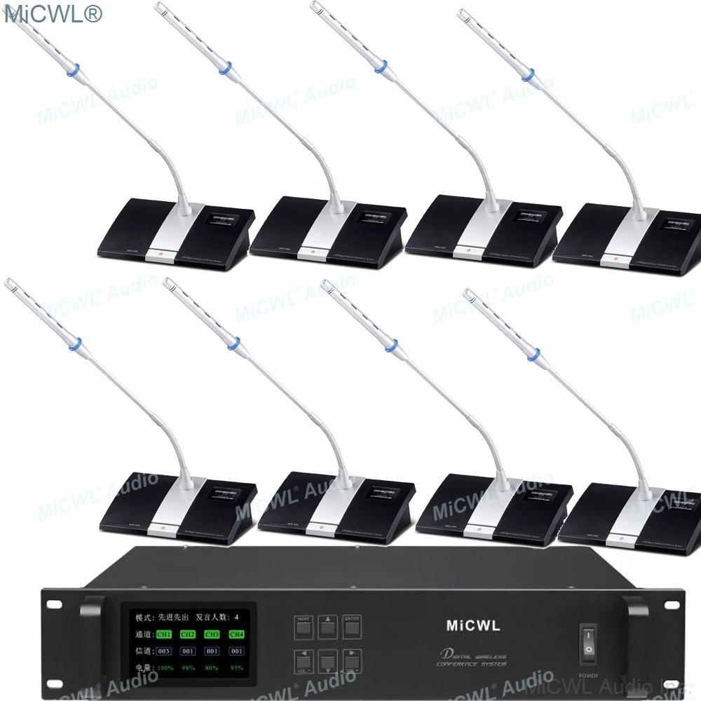 MiCWL Digital Receiver Wireless Gooseneck Conference Microphone System A10M-A103 President and Delegate Desktop Mic Unit