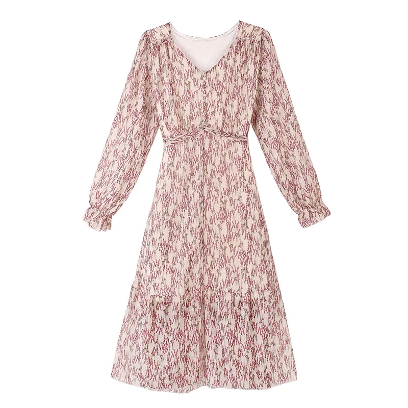 Женское шифоновое платье с цветочным принтом Элегантное Черное длинное