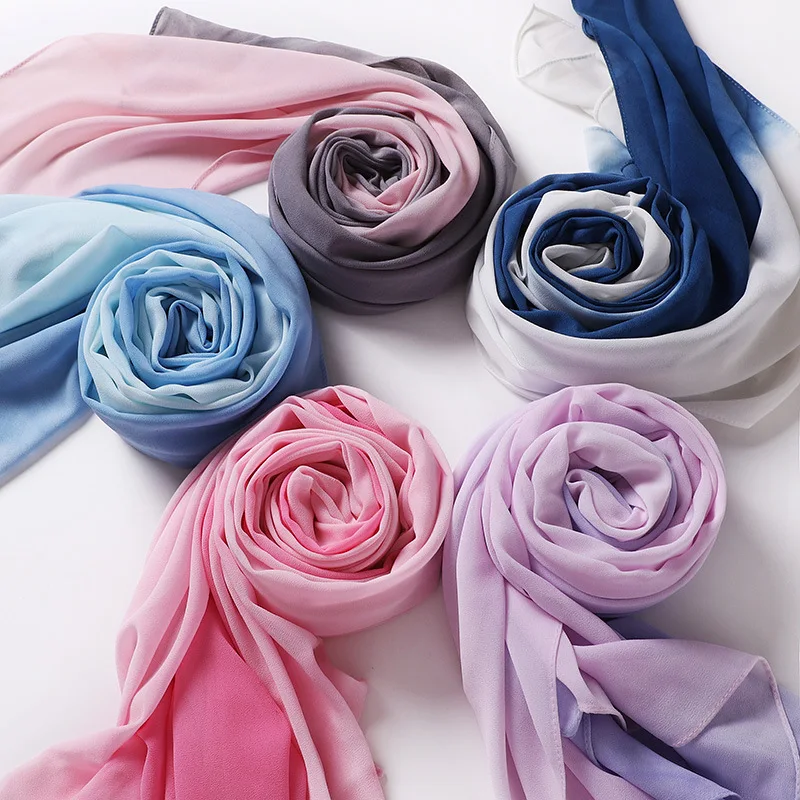 

2021Design brand Spring and summer New women scarf fashion Pearl Chiffon Color hijabs scarves for ladies shawls and wraps 70*180