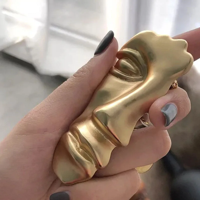 Корейская модная брошь в форме головы человека золотого цвета из сплава