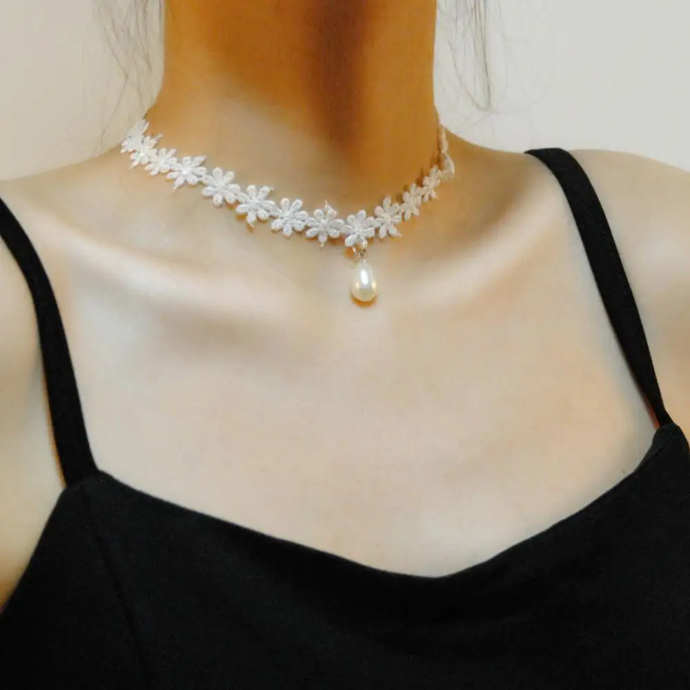 Белое Кружевное колье-чокер женское чокер с татуировкой Винтажное колье женские